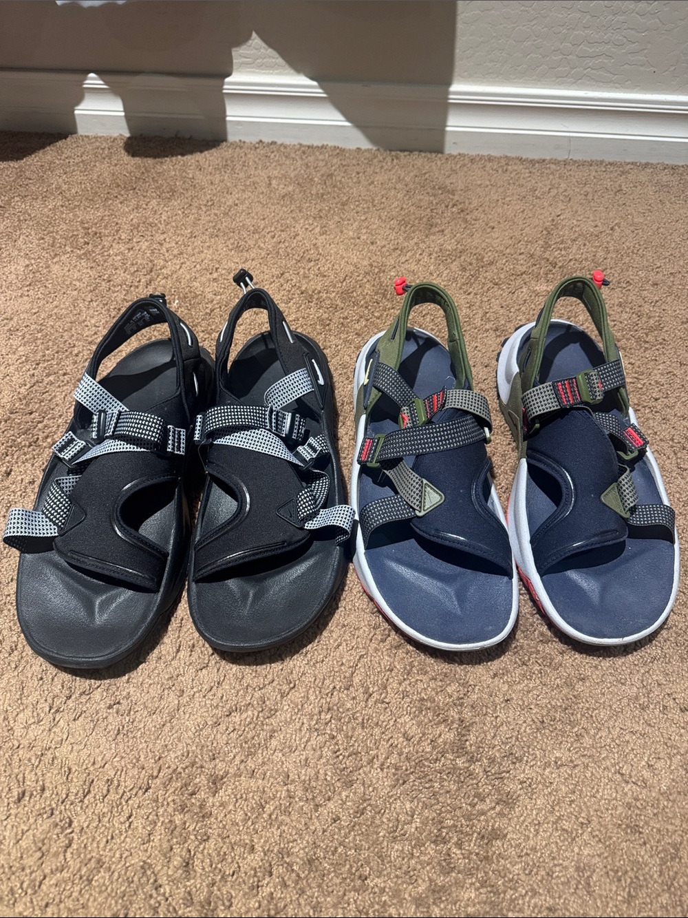 Nike Men's Dual Sport Sandals in Black and Navy with Olive Straps